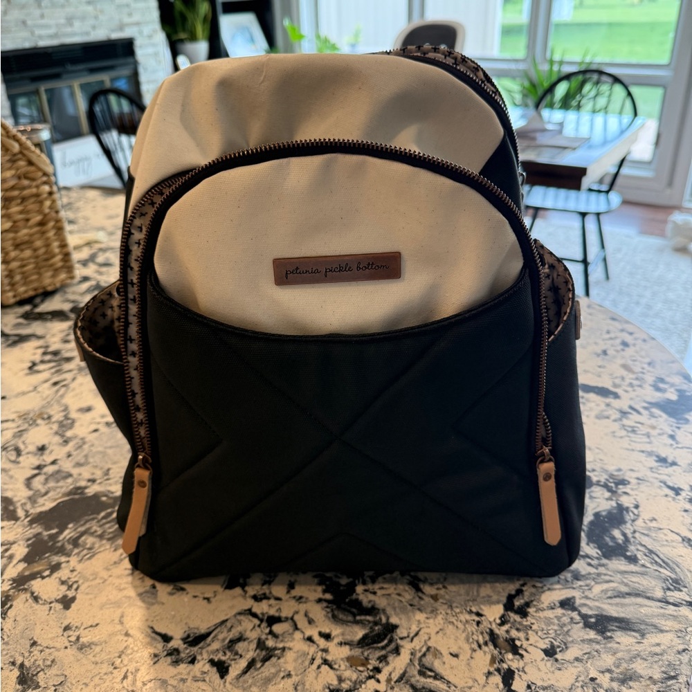 Petunia Pickle Bottom Black and Cream Baby Bag